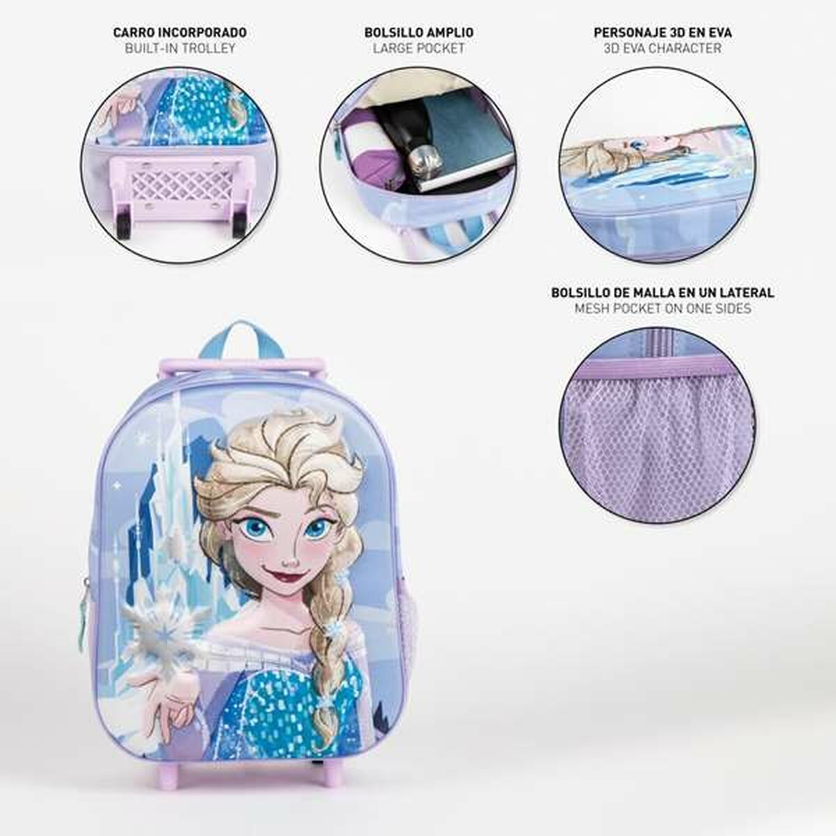 Trolley per la Scuola 3D Frozen Azzurro Lilla 25,0 x 31,0 x 10,0 cm - Image 4