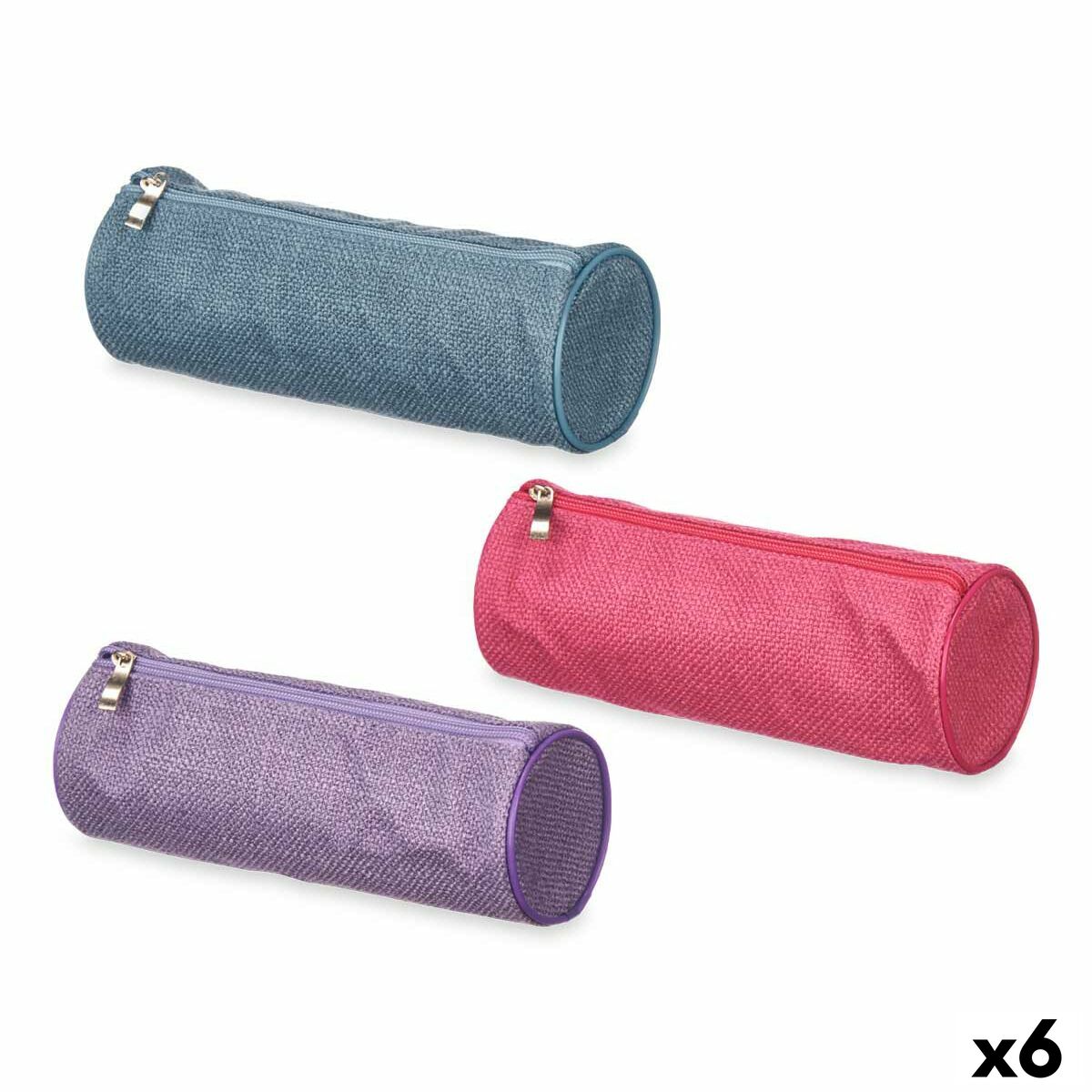 Astuccio Scuola Cilindrico Pincello Azzurro Viola Rosa 22 x 8 x 8 cm (6 Unità)