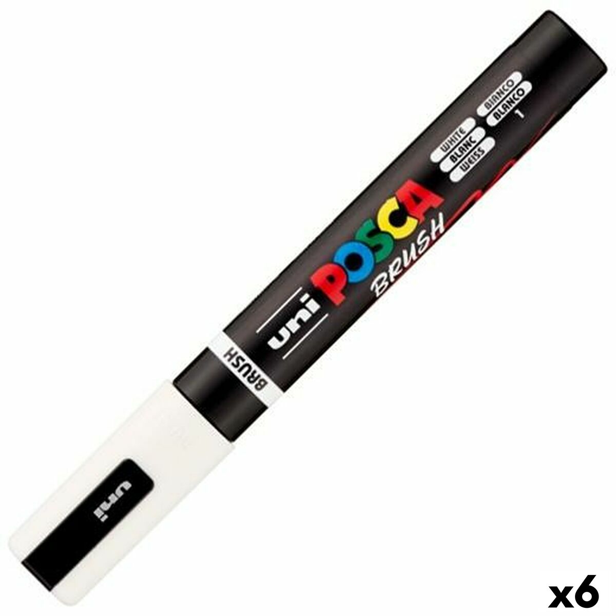 Pennarello BRUSH POSCA PC-5BR Bianco (6 Unità)