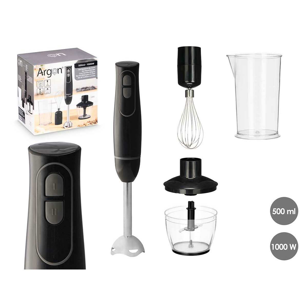 Frullatore ad Immersione Argon Nero Grigio 1000 W