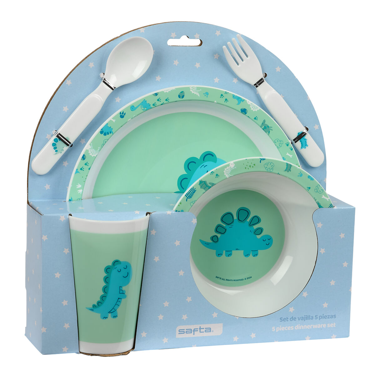 Set di stoviglie per bambini Safta Dino Poliestere 26 x 26 x 9 cm