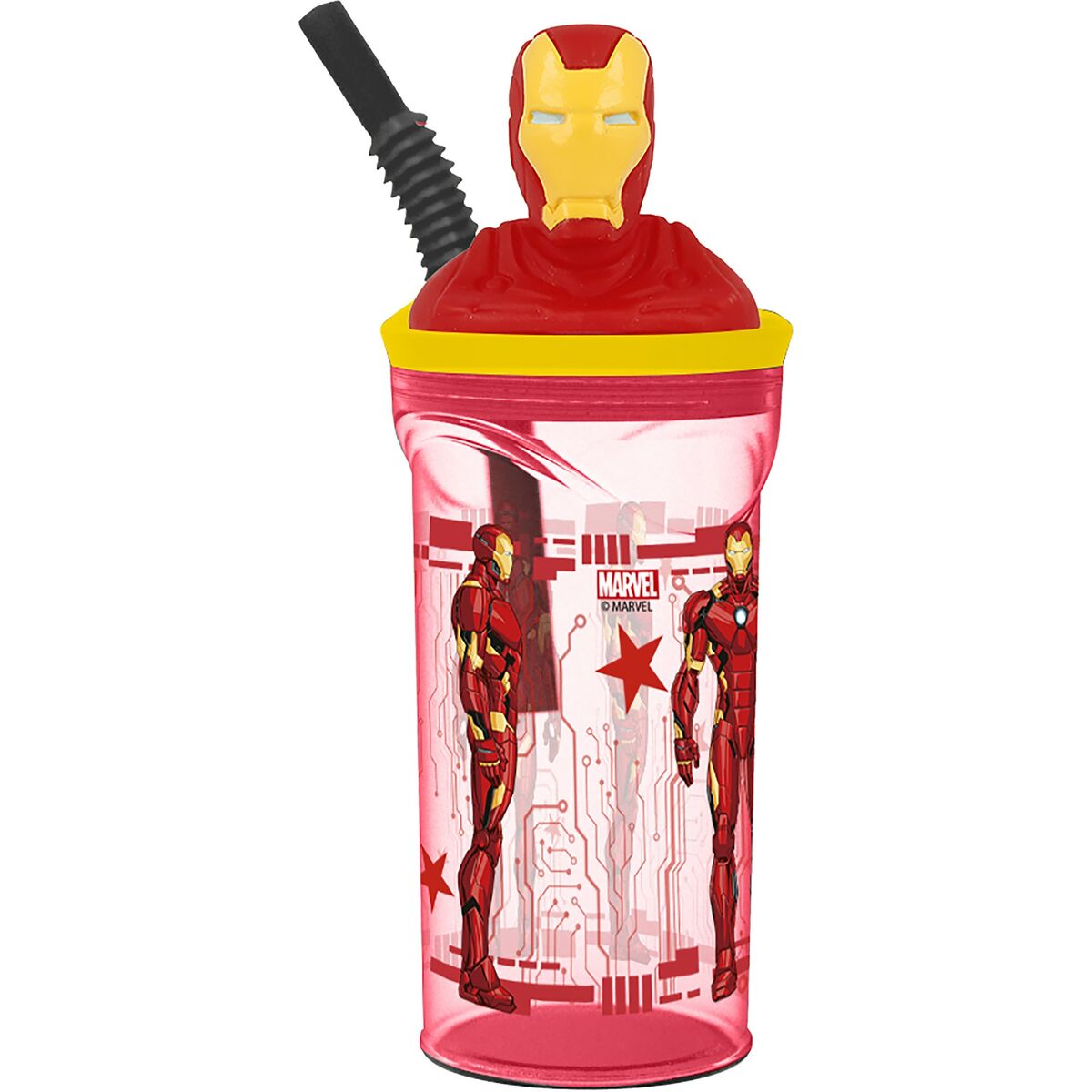 Bicchiere con Cannuccia The Avengers Iron Man Rosso 3D