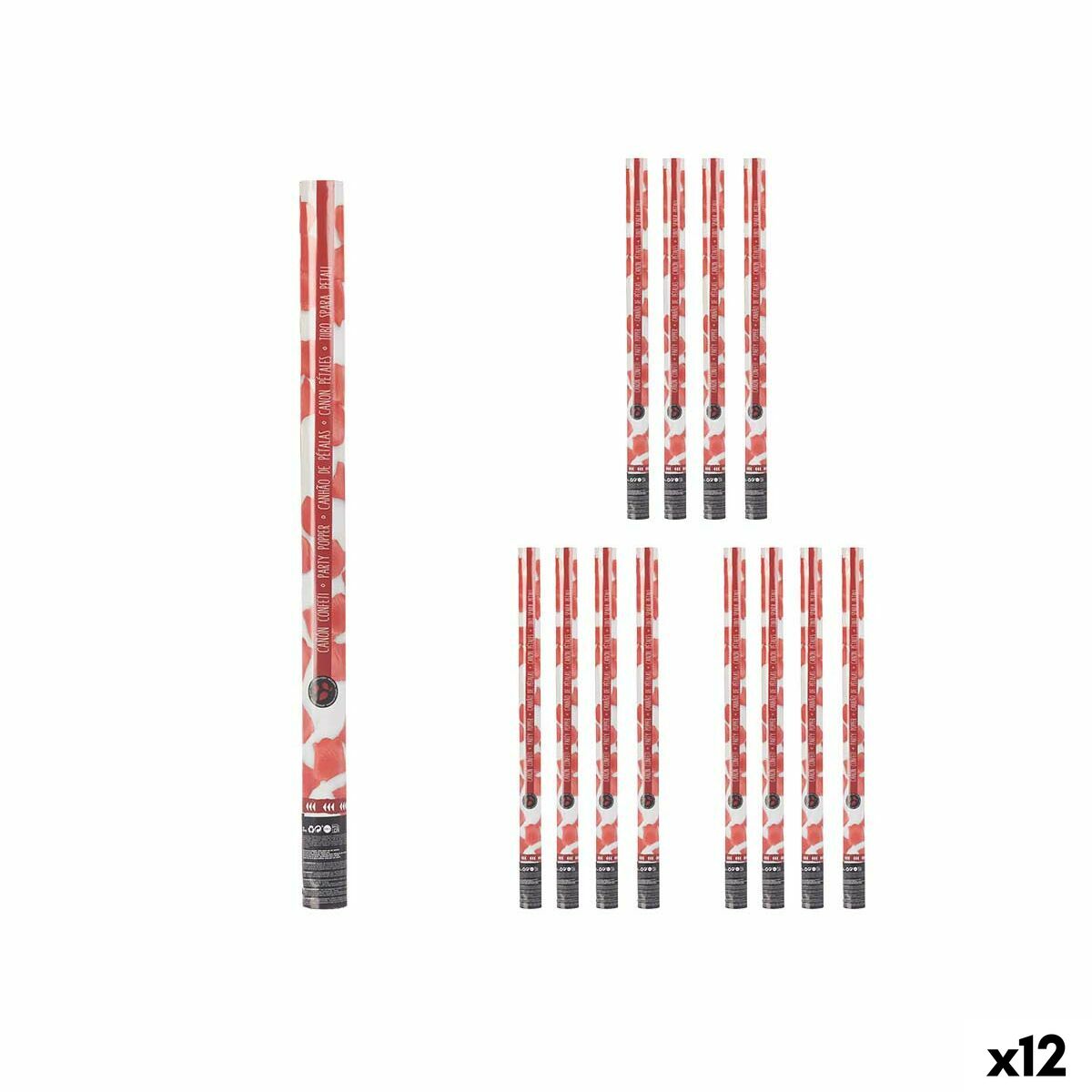 Cannone di coriandoli Rosso Carta Cartone Plastica 5 x 79 x 5 cm (12 Unità)