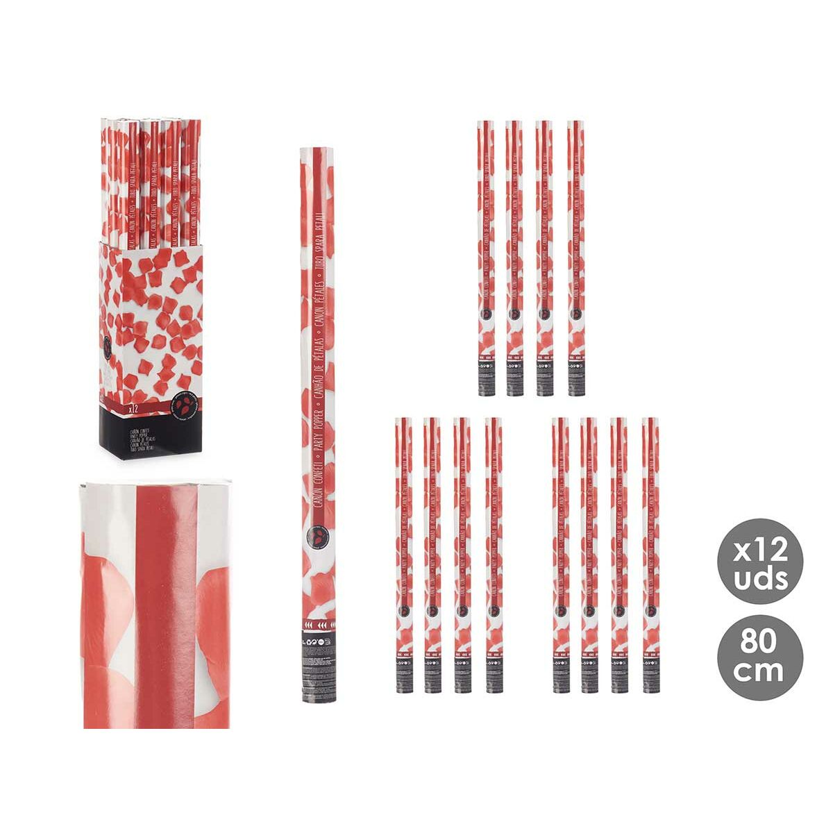 Cannone di coriandoli Rosso Carta Cartone Plastica 5 x 79 x 5 cm (12 Unità) - Image 3