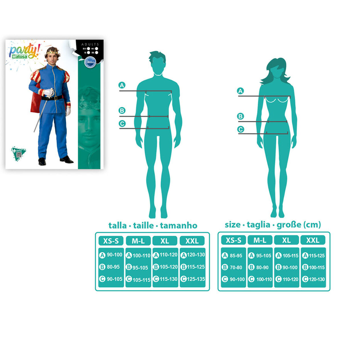 Costume per Adulti Principe Taglia:XS/S - Image 5