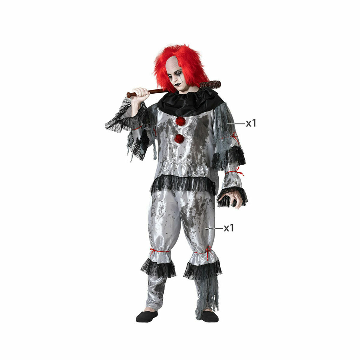 Costume per Adulti Grigio Pagliaccio Taglia:M/L