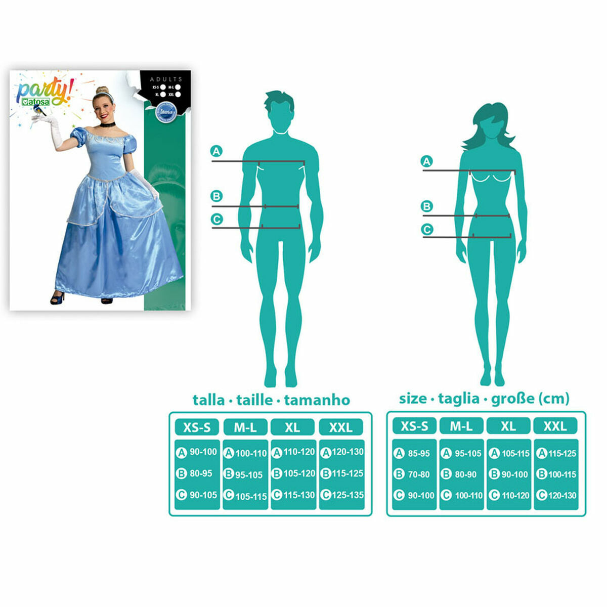 Costume per Adulti Azzurro Principessa Taglia:XS/S - Image 4