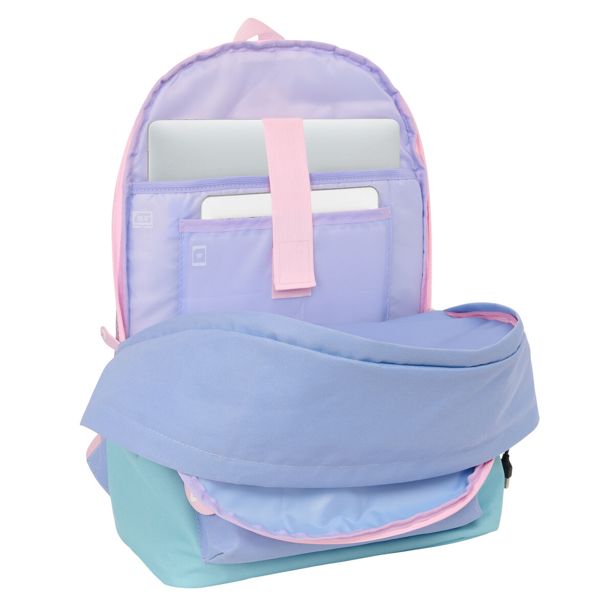 Zaino per PC Portatile e Tablet con Uscita USB Munich Mellow Azzurro Rosa Celeste - Image 3