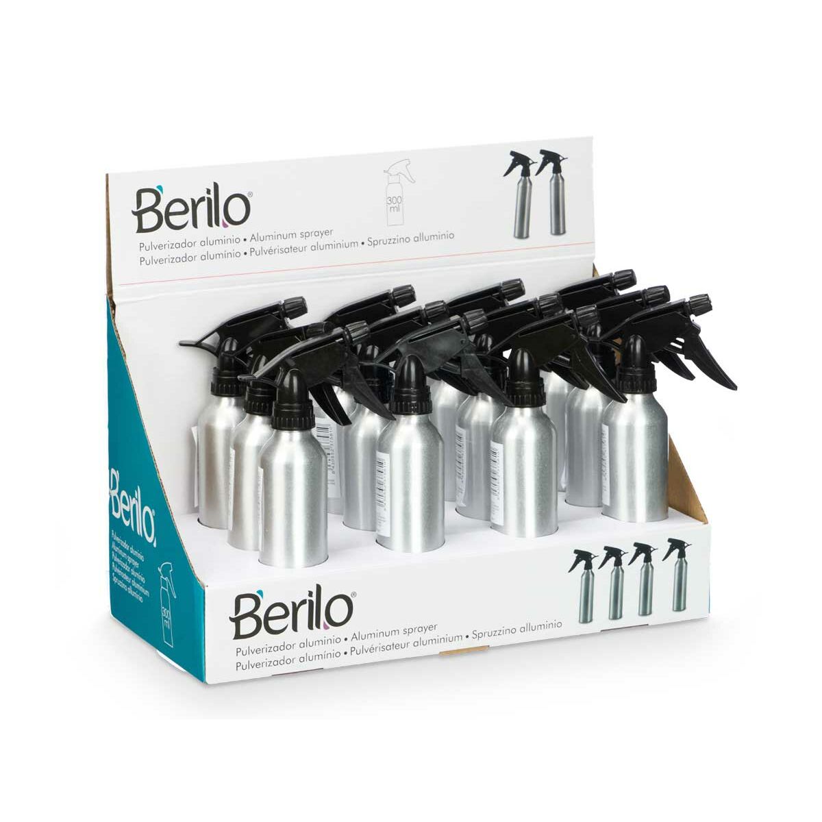 Bottiglia per nebulizzare Berilo Nero Argentato Alluminio polipropilene 300 ml (12 Unità) - Image 3