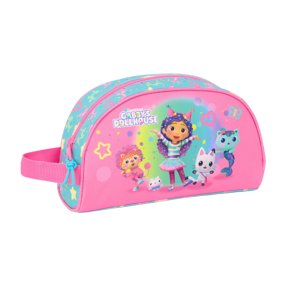 Necessaire da Viaggio Gabby's Dollhouse Confetti Rosa Turchese 26 x 16 x 9 cm
