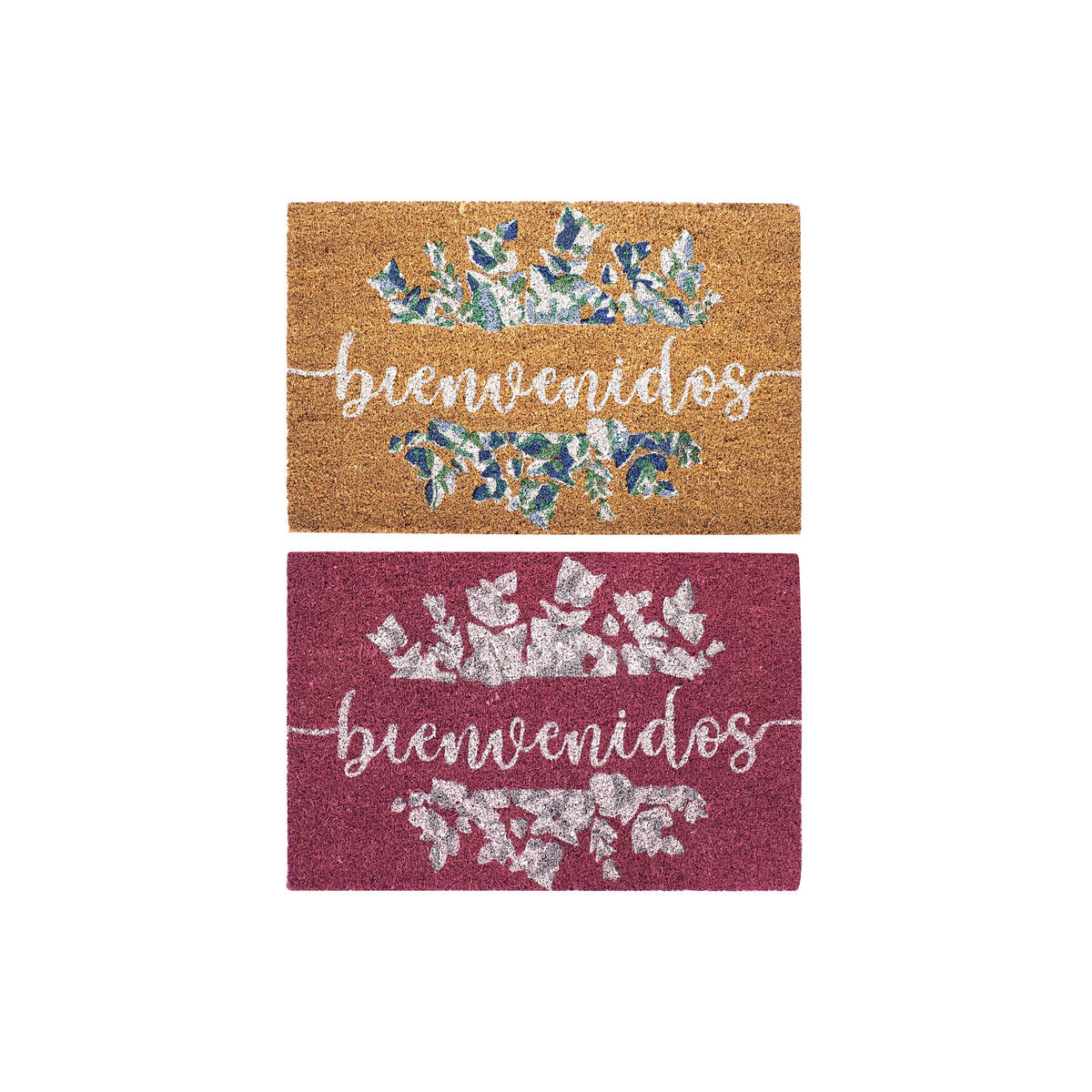 Zerbino DKD Home Decor Grigio Rosa Marrone Gomma Bianco 2 Unità Fibra di cocco (60 x 40 x 1,5 cm)