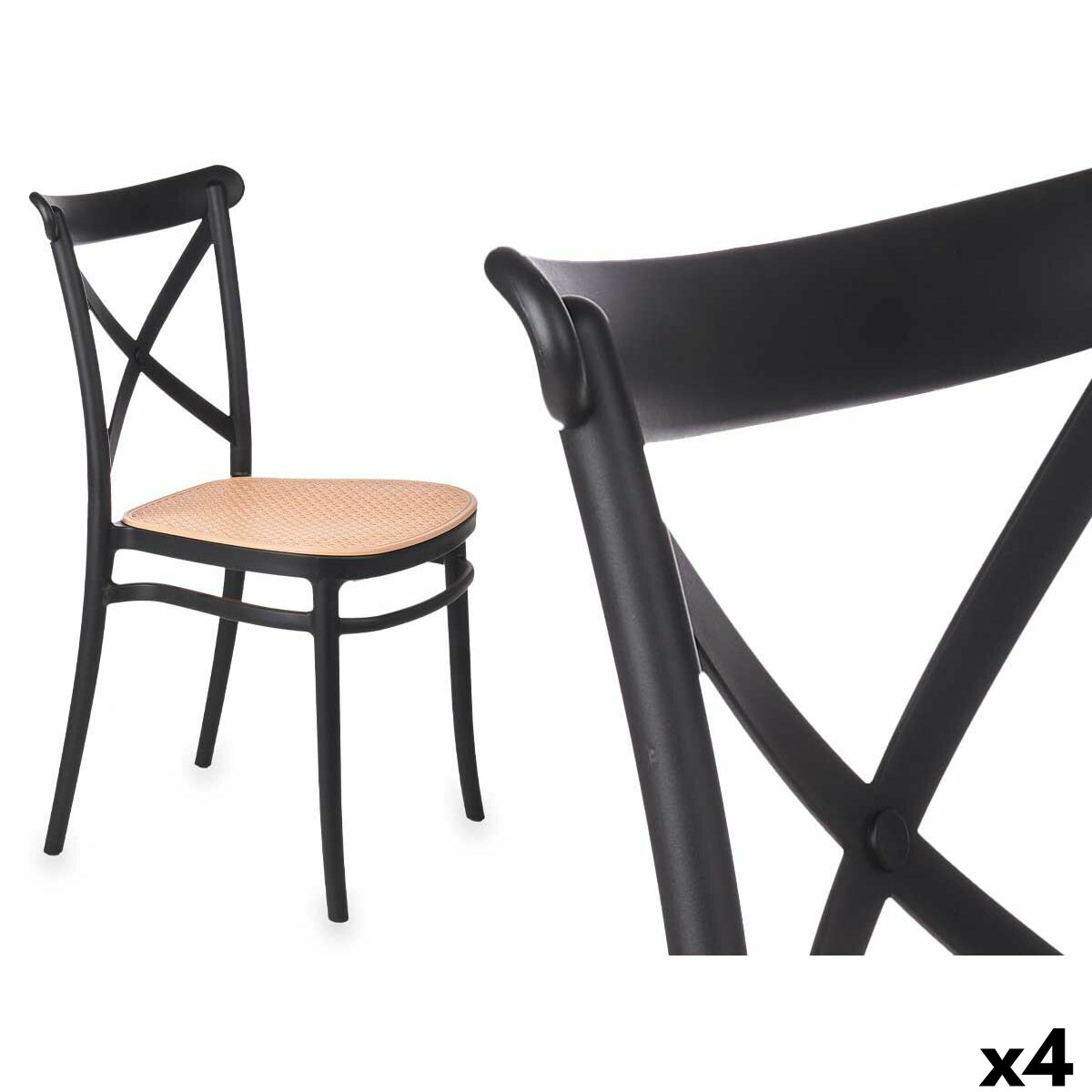 Sedia Gift Decor Nero Beige 4 Unità