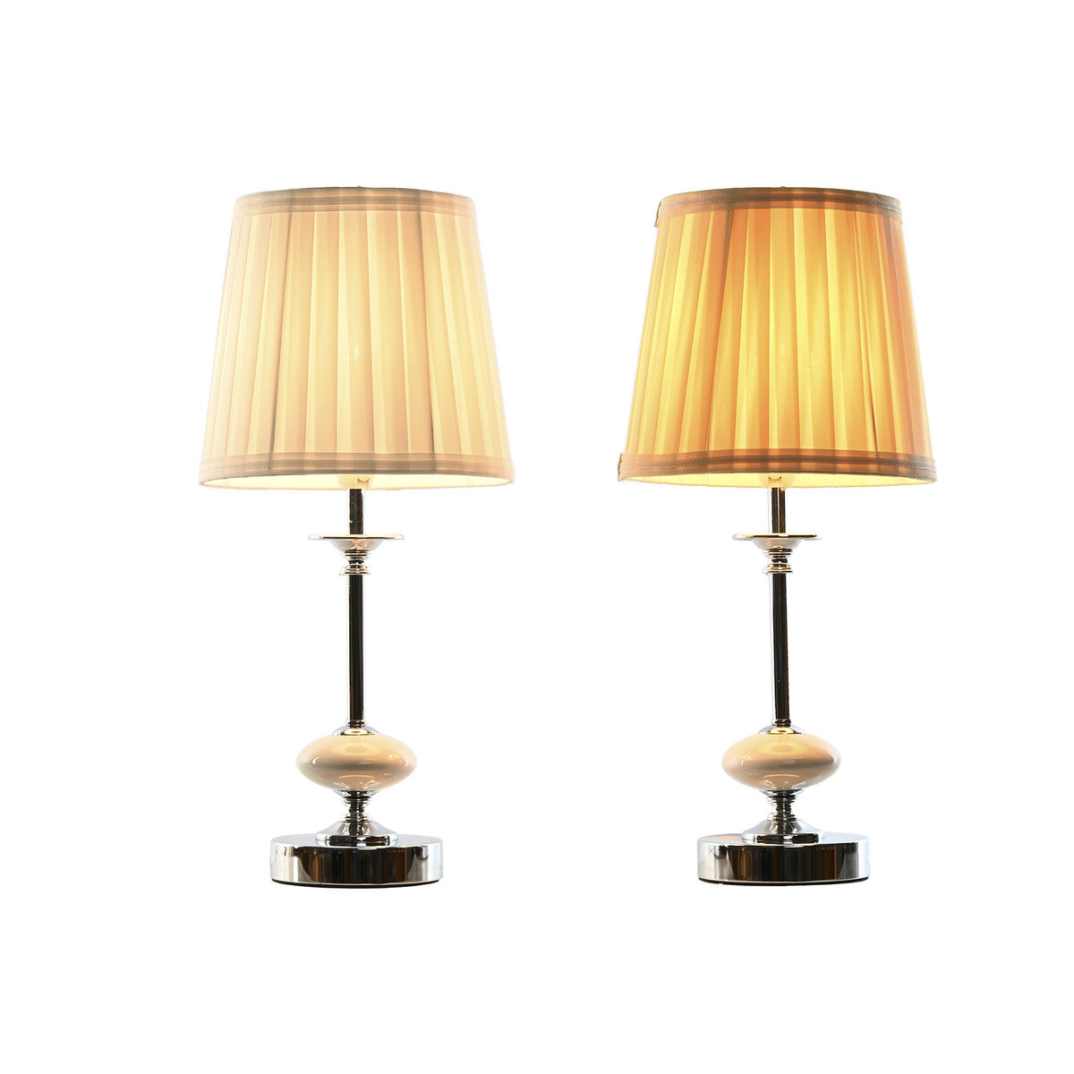 Lampada da tavolo Home ESPRIT Bianco Beige Metallo Porcellana 25 W 220 V 20 x 20 x 44 cm (2 Unità) - Image 5
