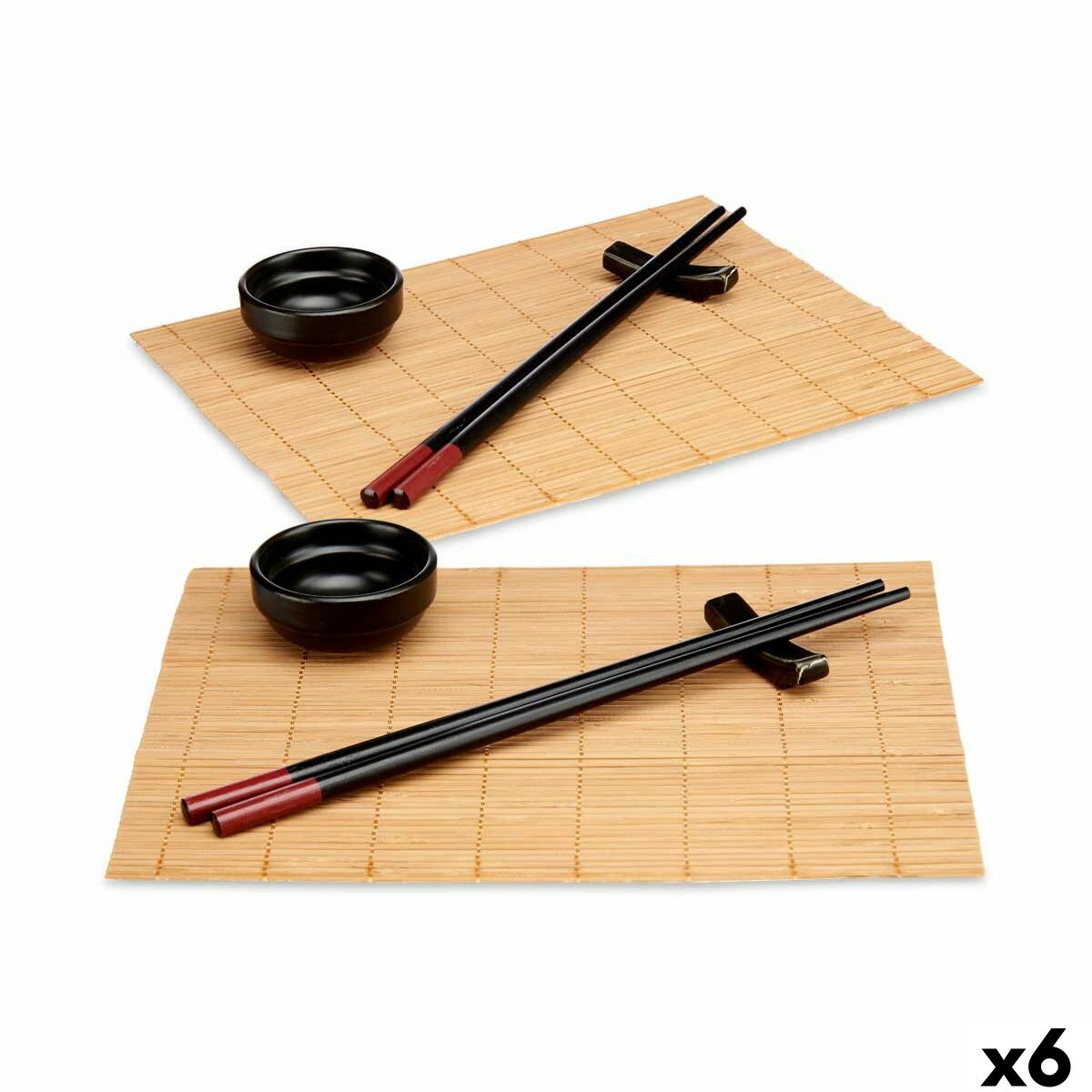 Set per Sushi Kinvara Nero Naturale Bambù servizio di piatti 16,5 x 3 x 30 cm (8 Pezzi) (6 Unità)