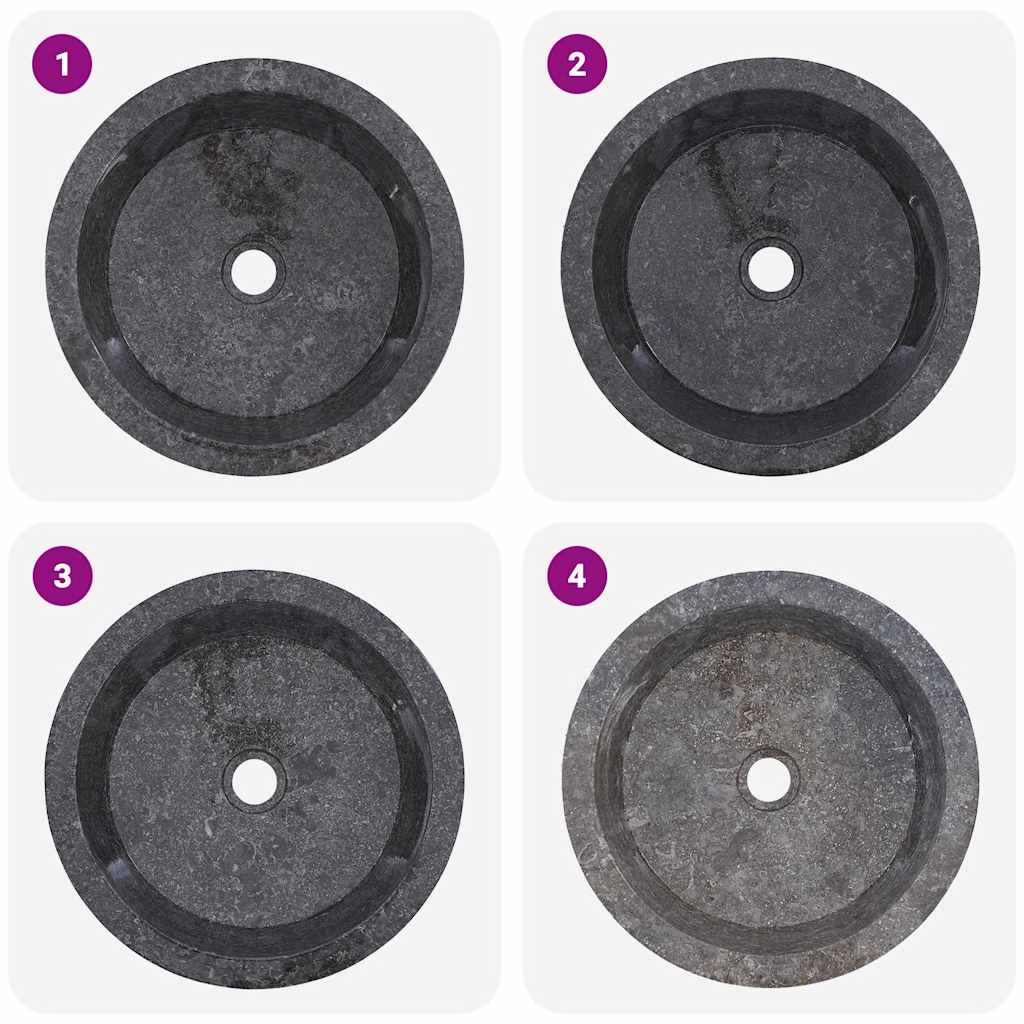 vidaXL Waschbecken Grau Ø40x15 cm Marmor - Image 5