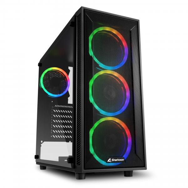 Sharkoon Case Tg4m Rgb Atx Vetro Temperato 6 Slot Espansione, 3x120mm Fan Front, 1x120mm Fan Rear