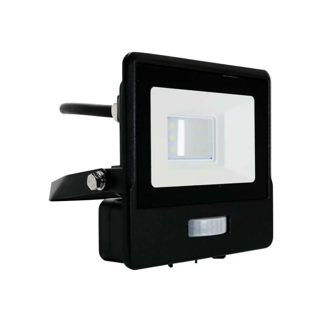 10w Led Pir Sensor Floodlight Samsung Chip Black Body 6500k 1m Cable