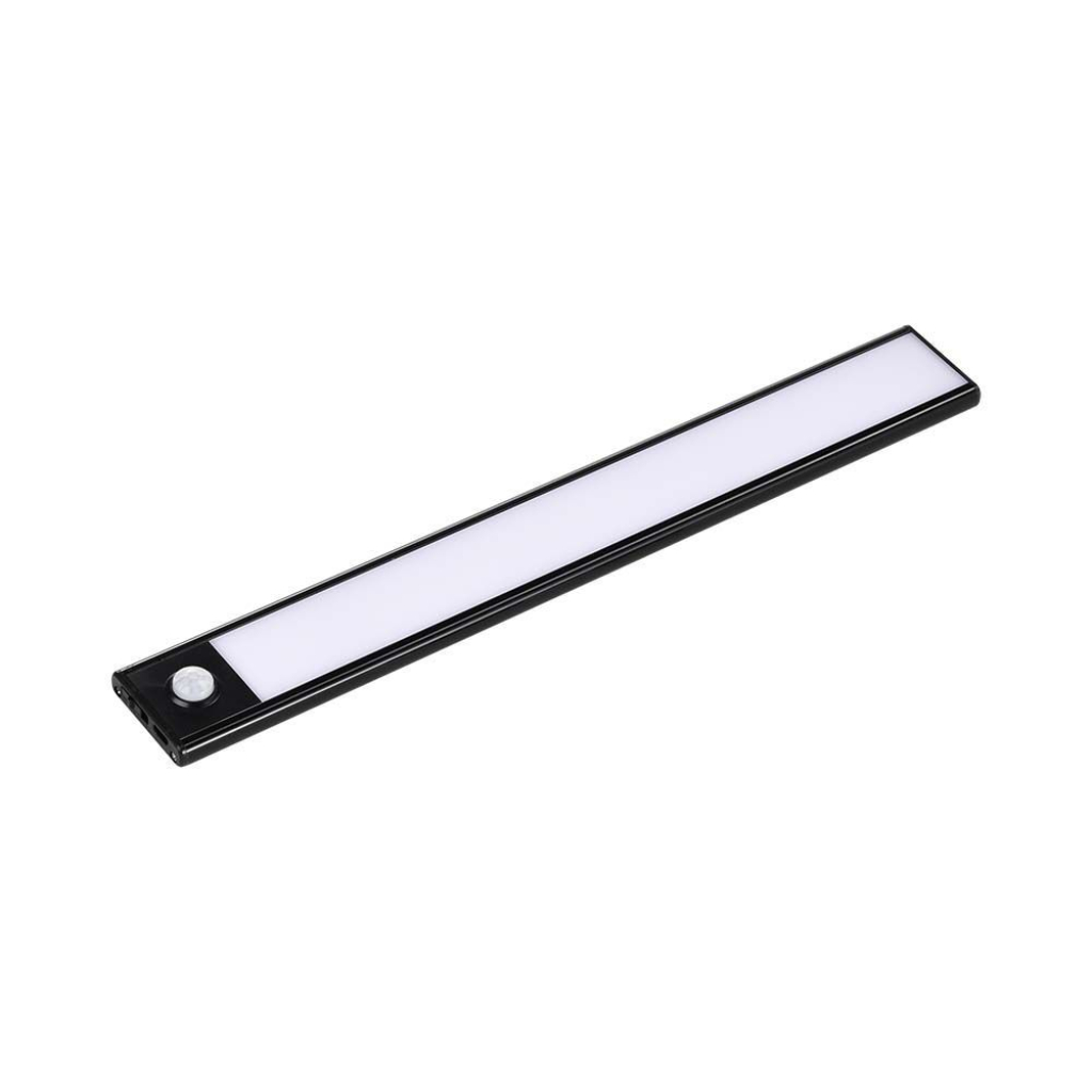 Lampada Led Da Armadio Ricaricabile MicrO-Usb 1,1.5w Sensore Pir Colore Nero 30cm 4000k Ip20