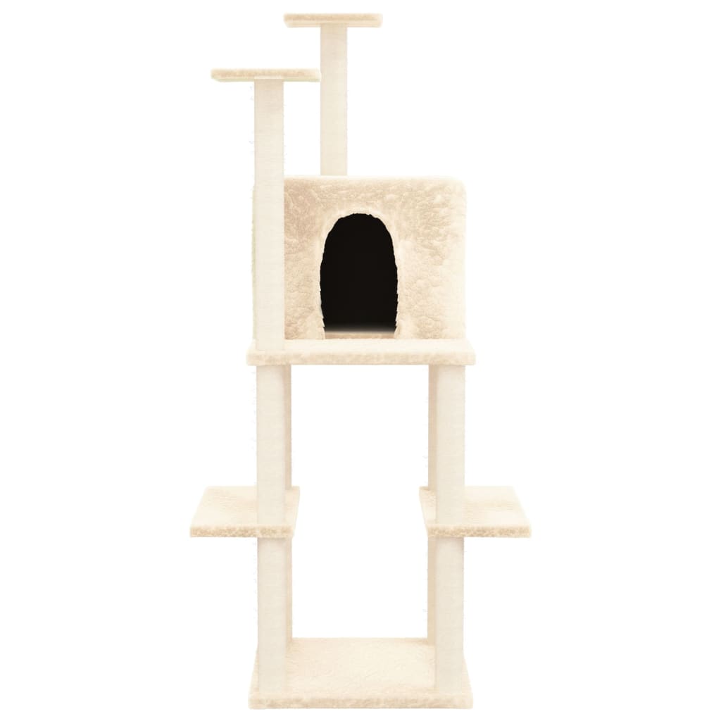 Albero Per Gatti Con Tiragraffi In Sisal Crema 144,5 cm - Image 3