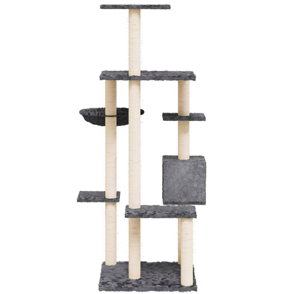Albero Per Gatti Con Tiragraffi In Sisal Grigio Scuro 142 cm - Image 4