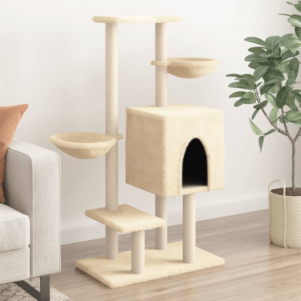 Albero Per Gatti Con Tiragraffi In Sisal Crema 117 cm