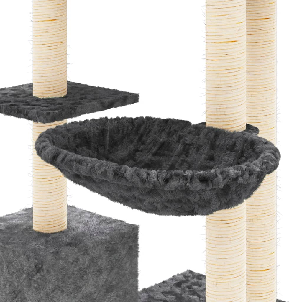 Albero Per Gatti Con Tiragraffi In Sisal Grigio Scuro 142 cm - Image 6