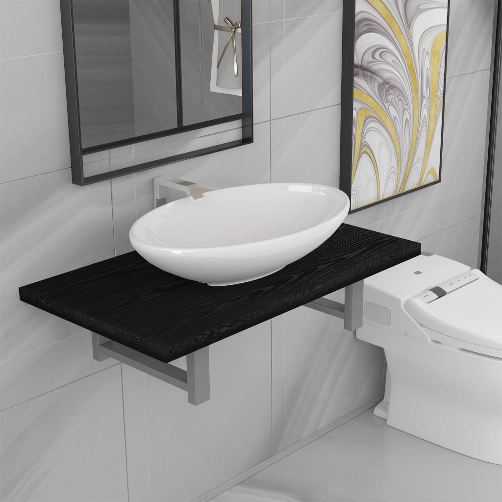 Set Mobili Da Bagno 2 Pz Ceramica Nero