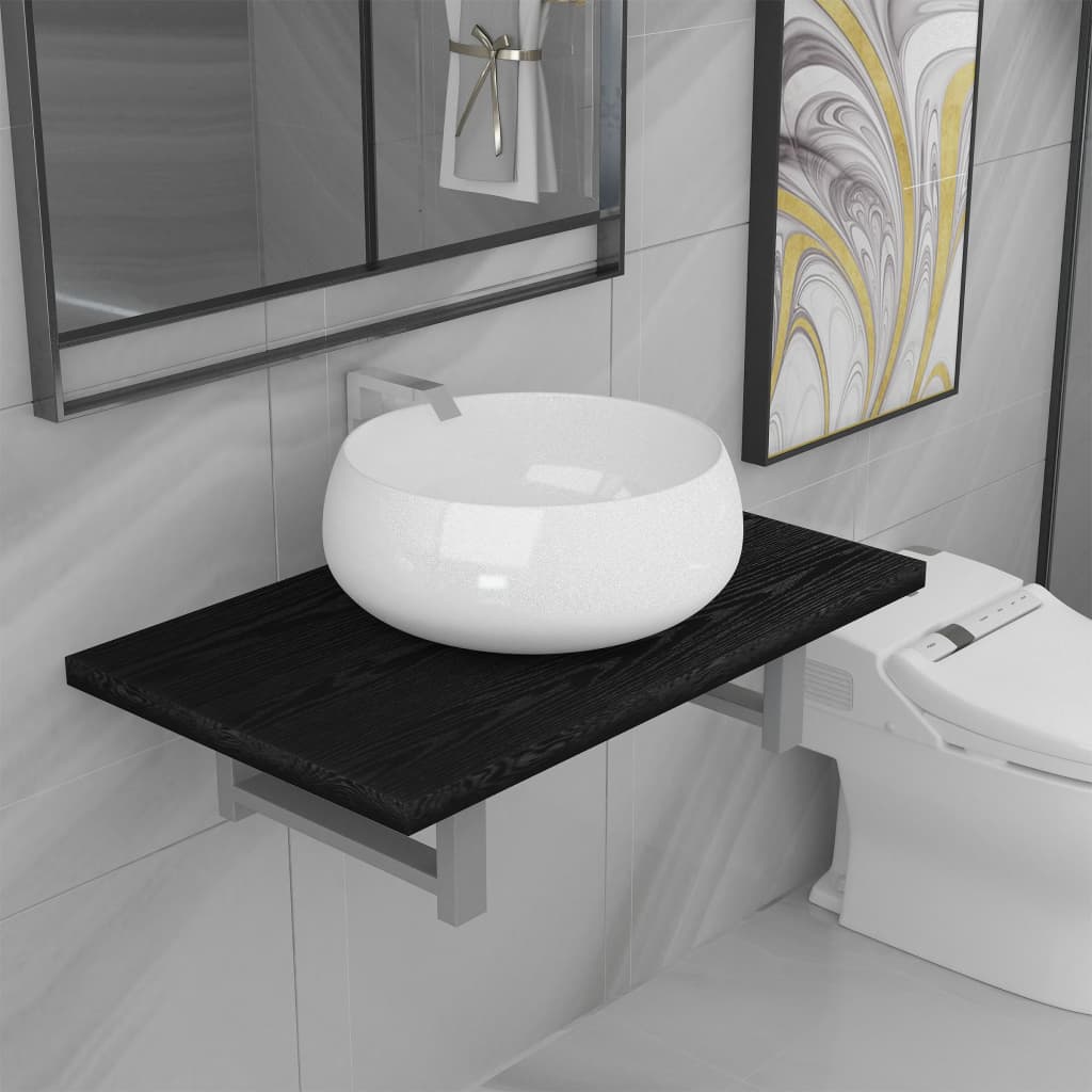 Set Mobili Da Bagno 2 Pz Ceramica Nero