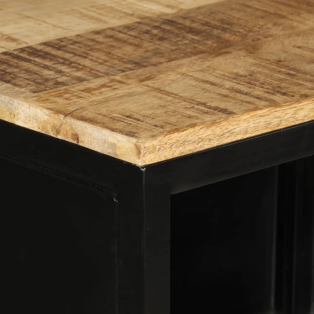 Mobile Da Bagno 40x27x90 Cm In Ferro E Legno Massello Di Mango - Image 6