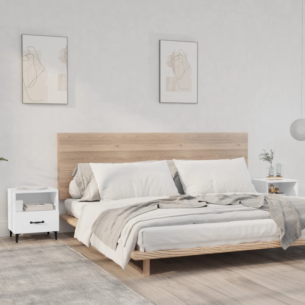 Comodini 2 Pz Bianchi In Legno Multistrato