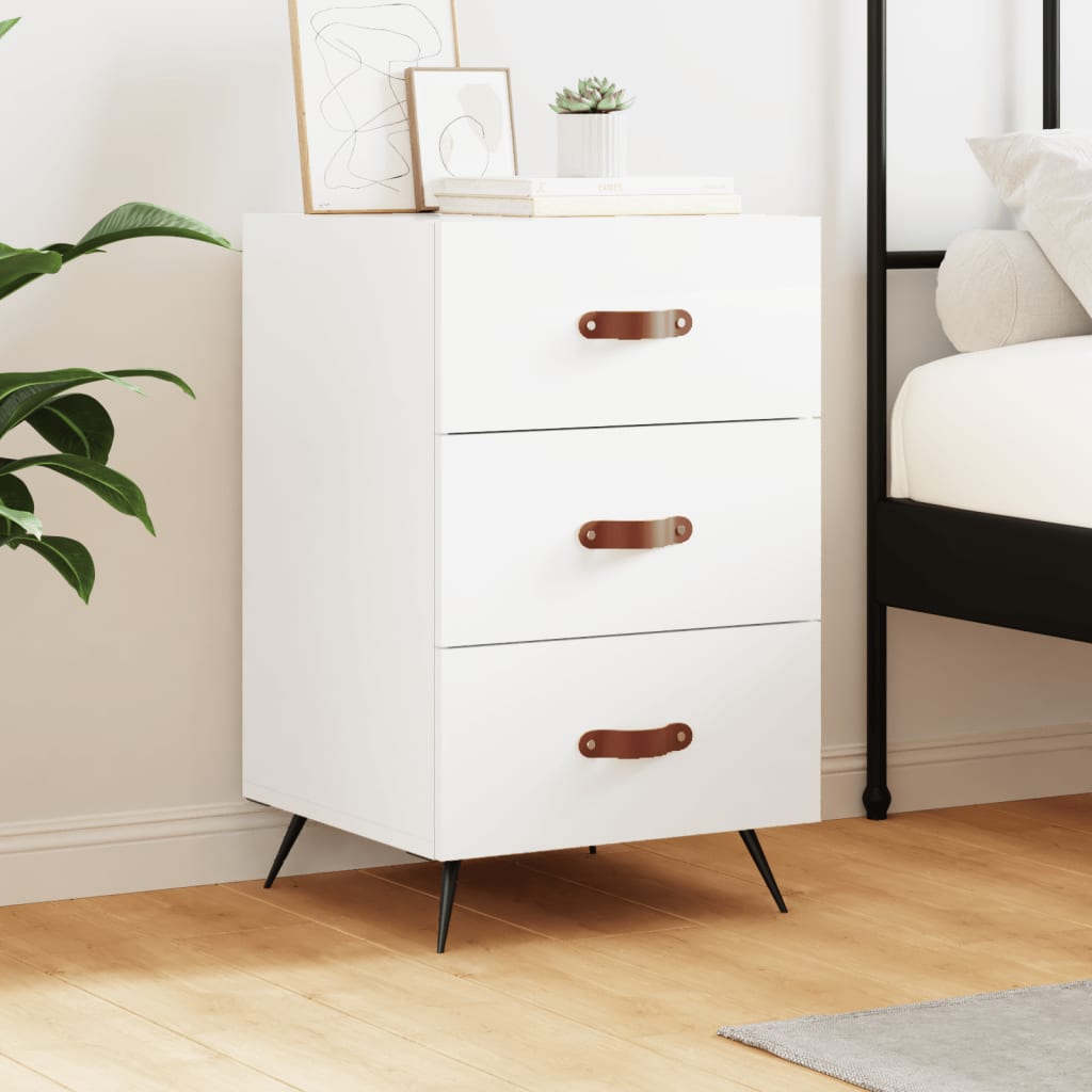 Comodino Bianco 40x40x66 Cm In Legno Multistrato