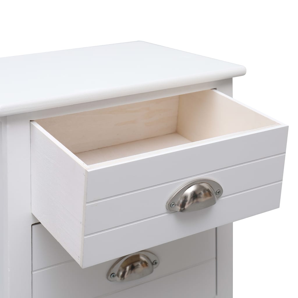 Comodino Bianco 38x28x45 Cm In Legno Di Paulownia - Image 5