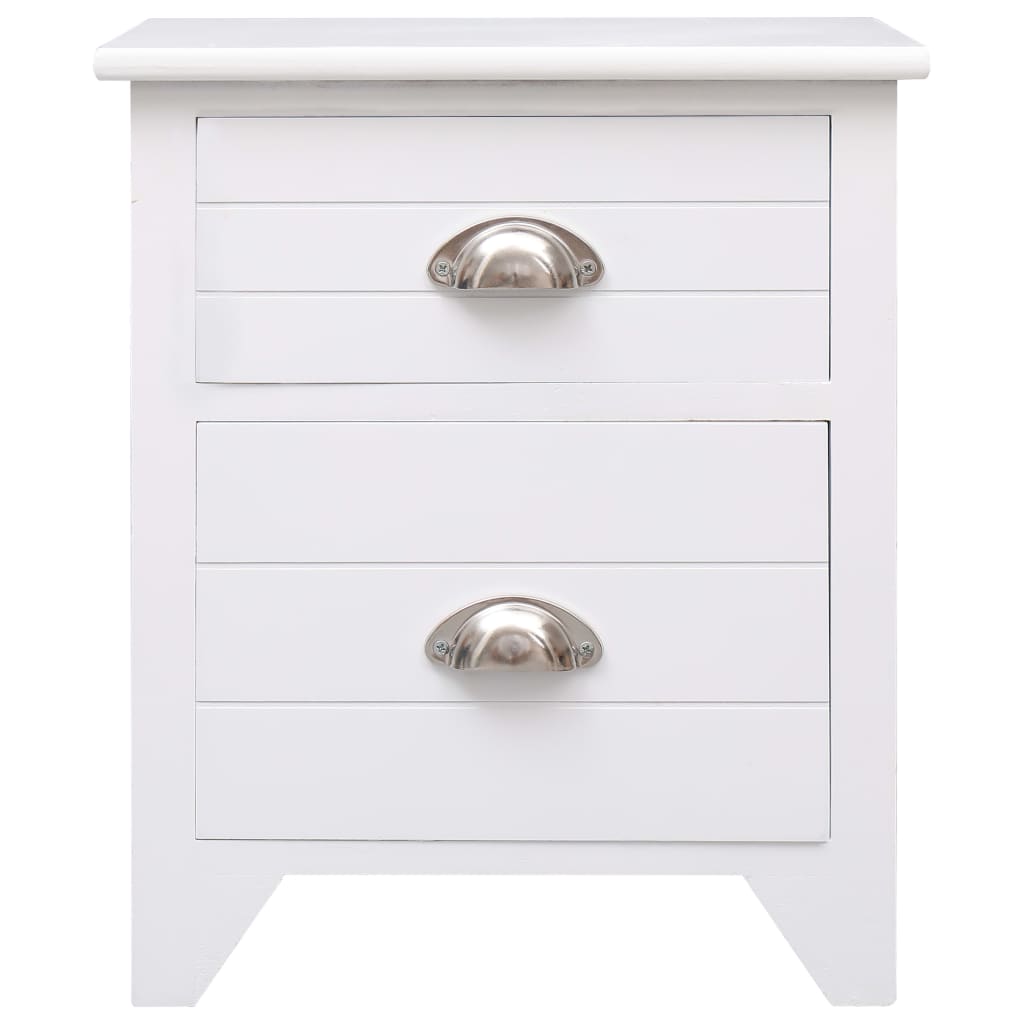 Comodino Bianco 38x28x45 Cm In Legno Di Paulownia