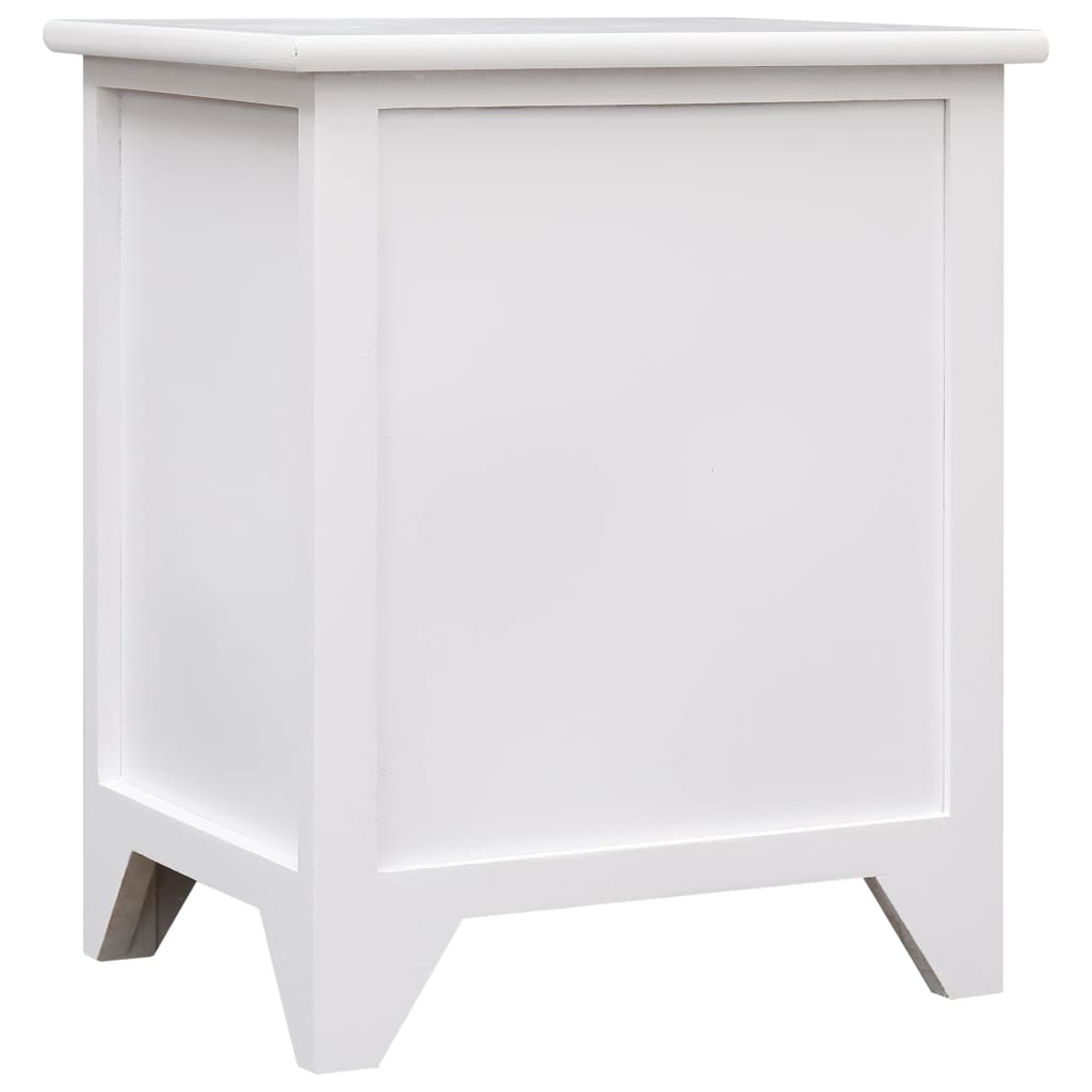 Comodino Bianco 38x28x45 Cm In Legno Di Paulownia - Image 4