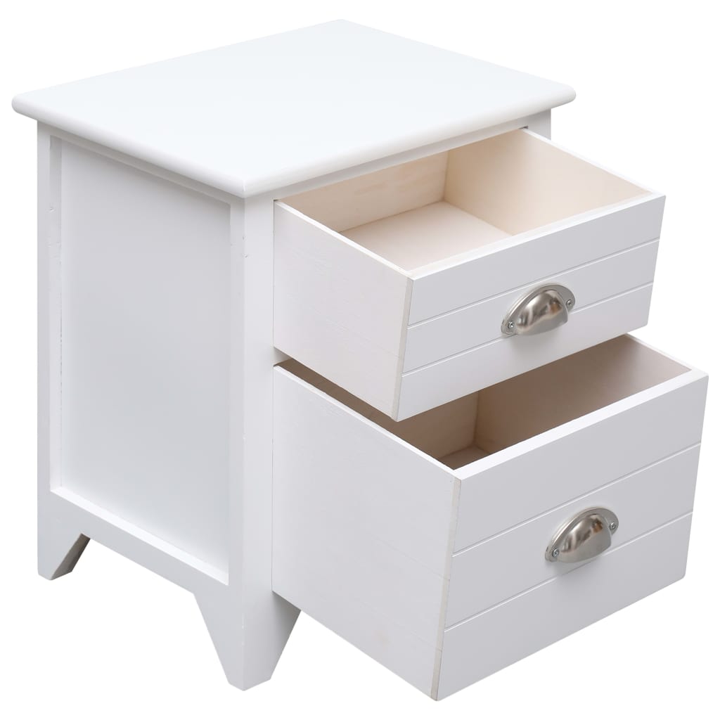 Comodino Bianco 38x28x45 Cm In Legno Di Paulownia - Image 3
