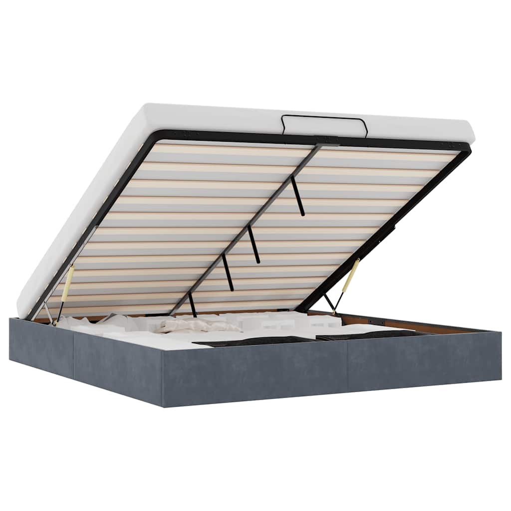 Struttura Letto Pouf Senza Materasso 200x200 Cm In Velluto - Image 2