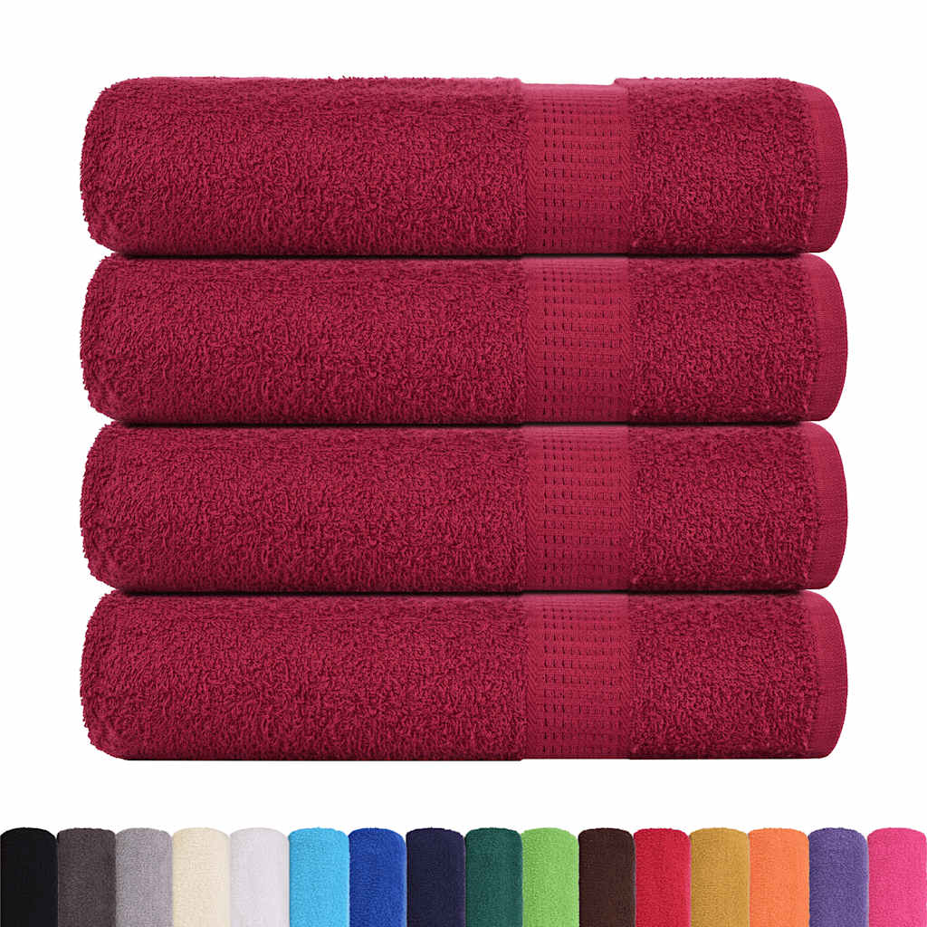 Asciugamani Da Bagno 4pz Bordeaux 100x150cm 360g/m² 100% Cotone