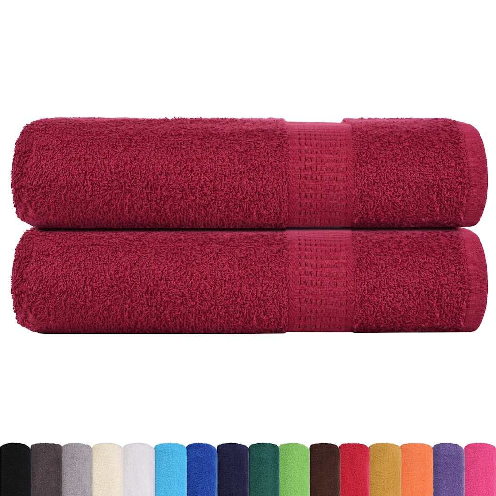 Asciugamani Da Bagno 2pz Bordeaux 100x150cm 360g/m² 100% Cotone