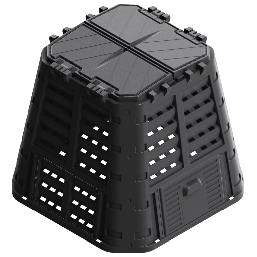 Compostiera Da Giardino Nera 93,3x93,3x80 Cm 480 L