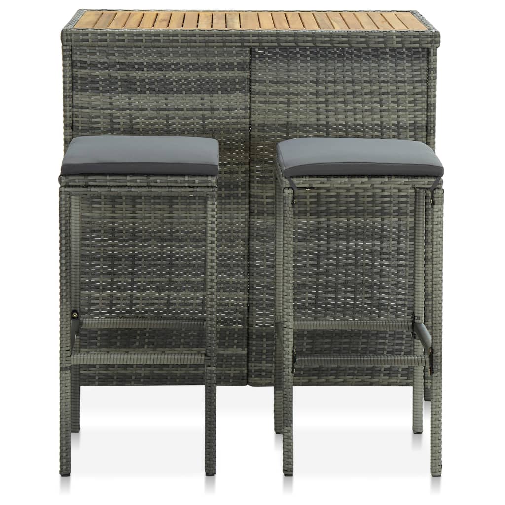 Set Da Bar 3 Pz In Polyrattan Grigio