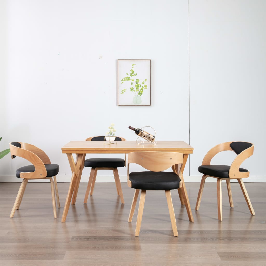Sedie Da Pranzo 4 Pz Nere In Legno Piegato E Similpelle