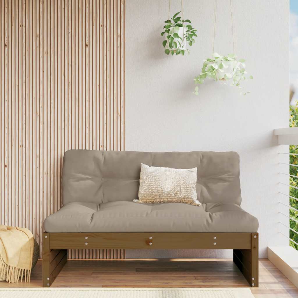 Divano Centrale Marrone Ambra 120x80 Cm Legno Massello Di Pino