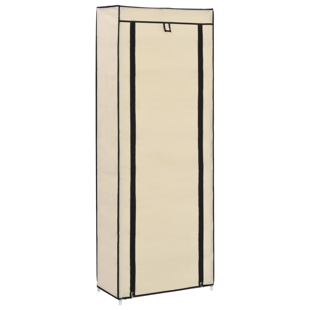 Scarpiera Con Rivestimento In Tessuto Crema 57x29x162 cm - Image 3