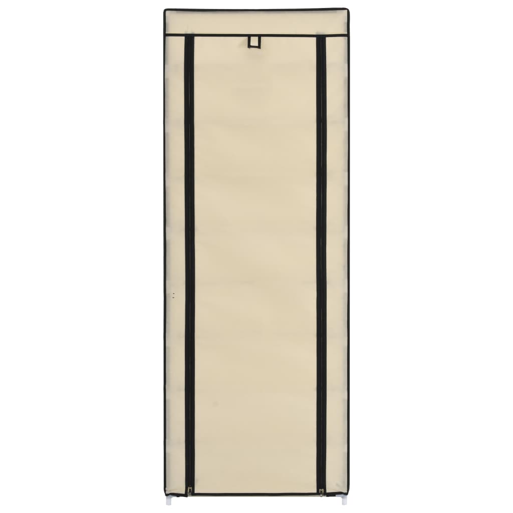 Scarpiera Con Rivestimento In Tessuto Crema 57x29x162 cm - Image 4