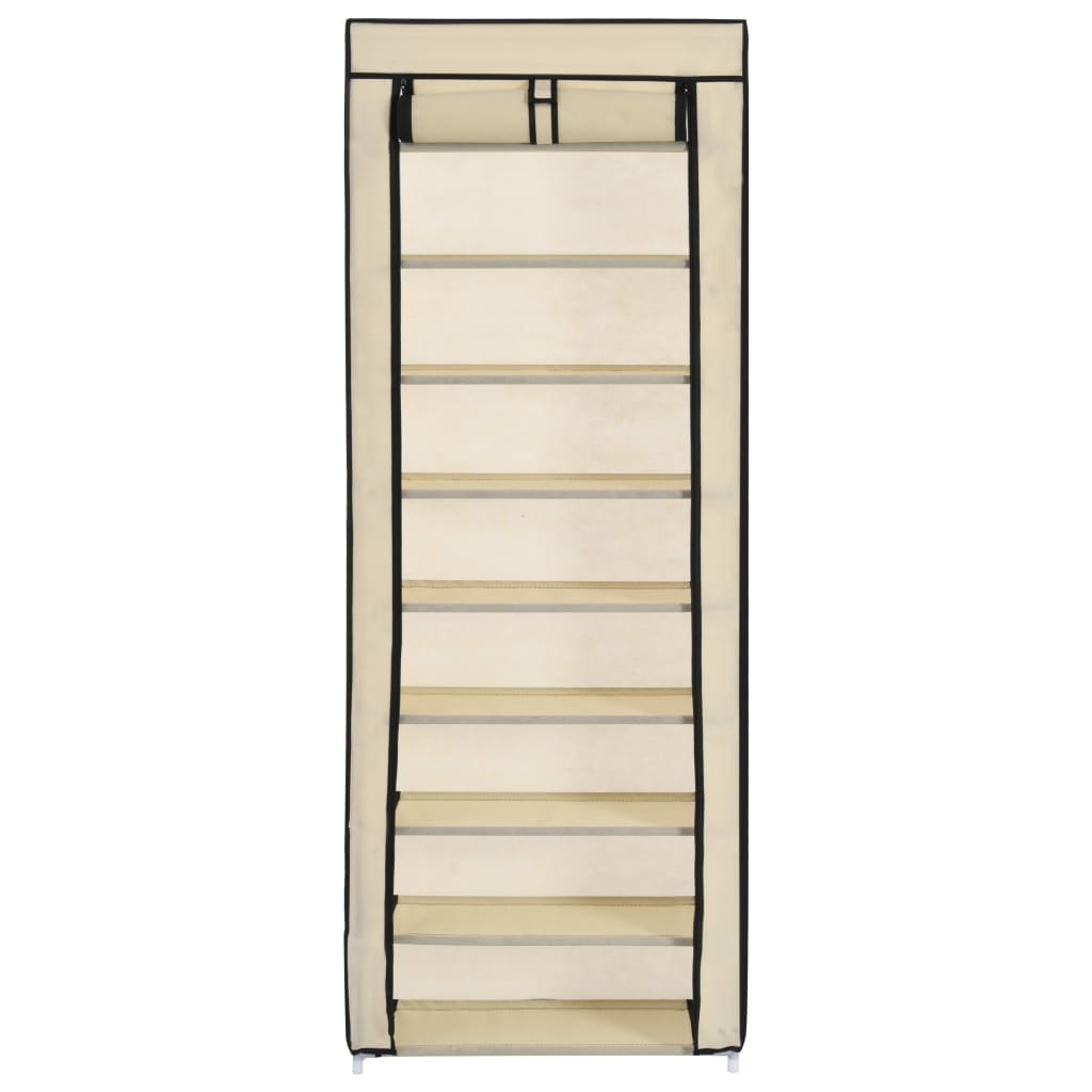 Scarpiera Con Rivestimento In Tessuto Crema 57x29x162 cm