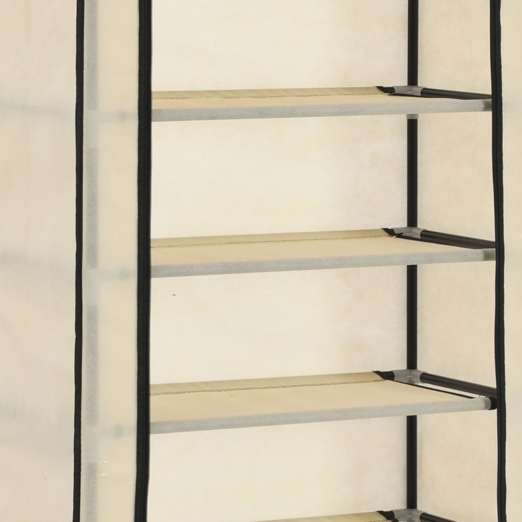 Scarpiera Con Rivestimento In Tessuto Crema 57x29x162 cm - Image 5
