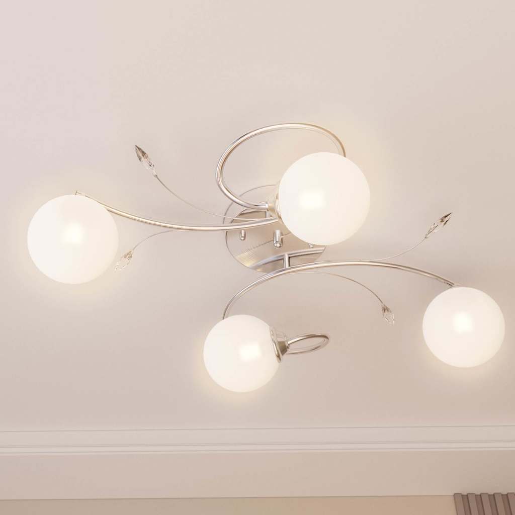 Lampada Soffitto Con Paralumi Tondi In Vetro Per 4 Luci Led g9 - Image 3