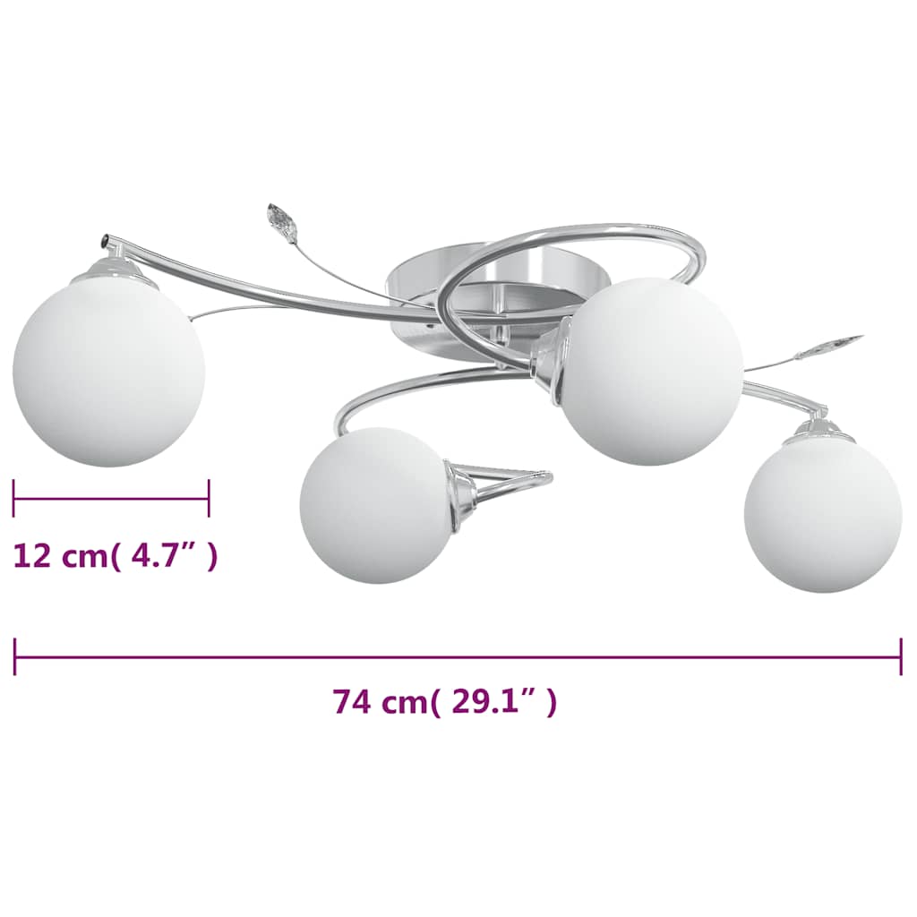 Lampada Soffitto Con Paralumi Tondi In Vetro Per 4 Luci Led g9 - Image 6