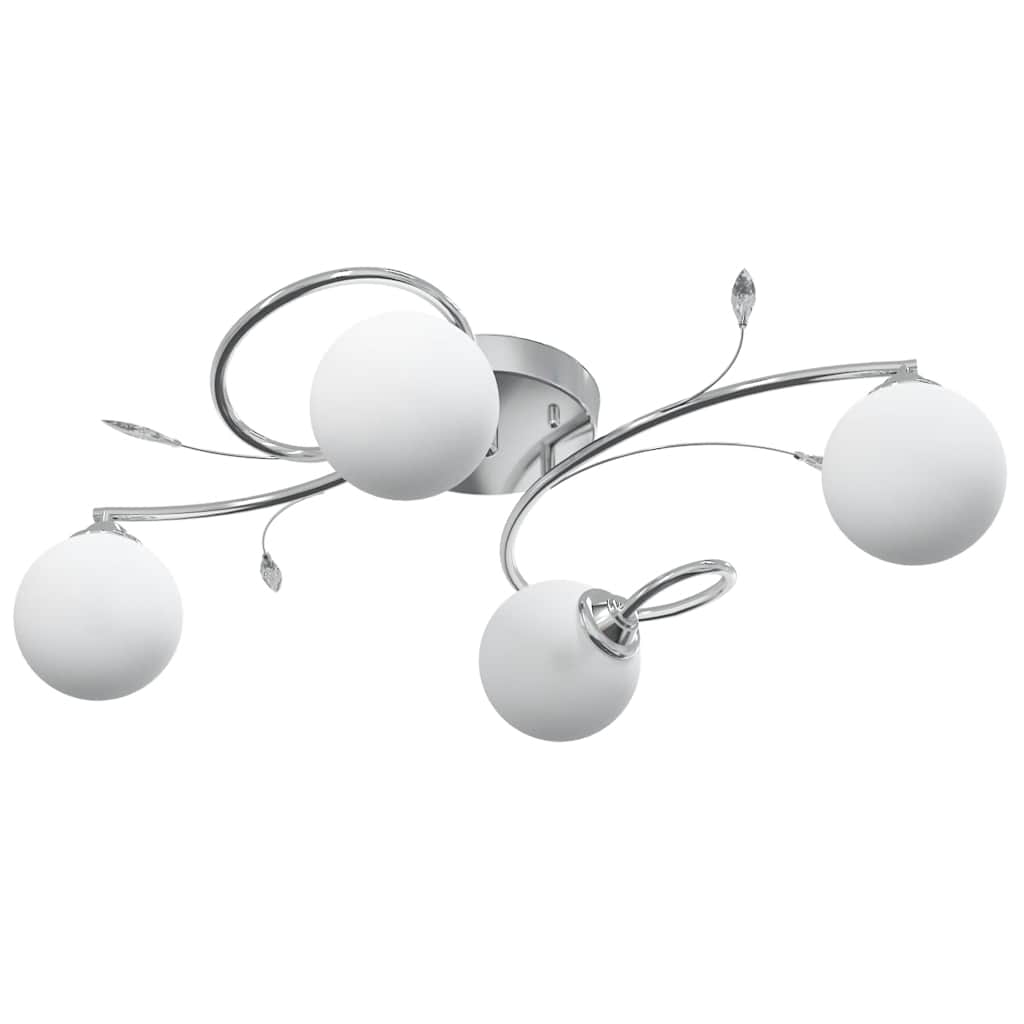 Lampada Soffitto Con Paralumi Tondi In Vetro Per 4 Luci Led g9 - Image 4
