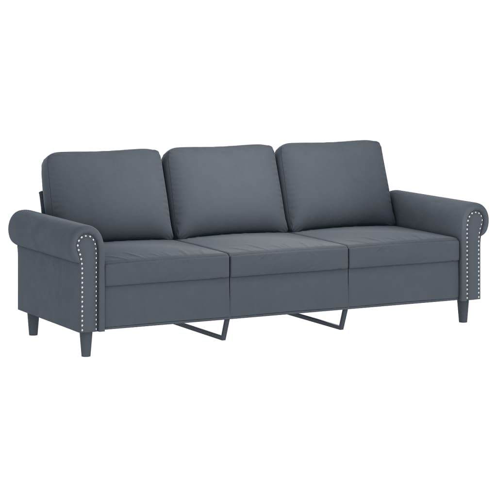 Set Di Divani 2 Pz Con Cuscini Grigio Scuro In Velluto - Image 4